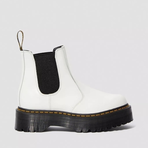 Dr Martens 2976 Platform Leather Chelsea Boot White - 7 - Picture 4 of 13